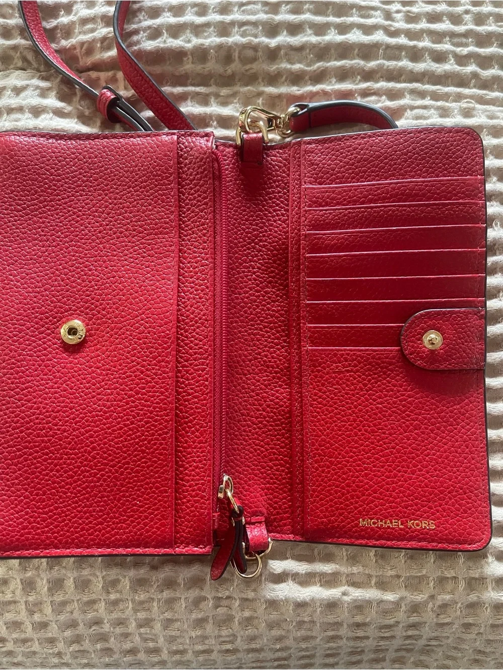 Michael Kors Red Pebbled Leather Convertible Crossbody